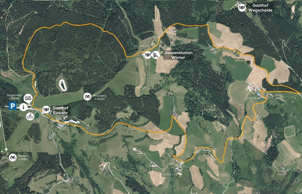 Satellitenaufnahme der Hoch St. Paul Wanderung