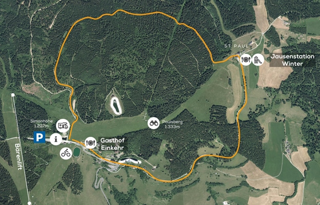 Satellitenaufnahme der Paulsberg Wanderung