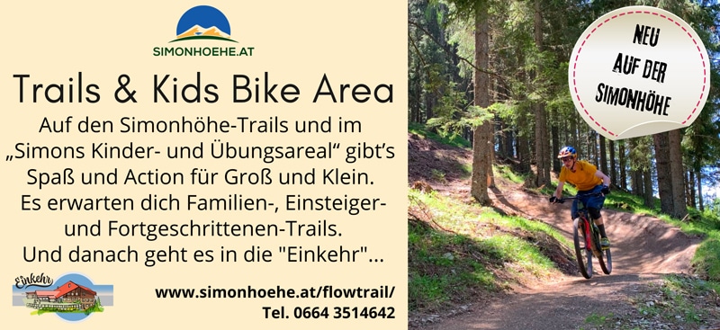 Werbung für die Trails und Kids Area auf der Simonhöhe