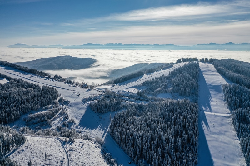 Luftbild der Simonhöhe im Winter