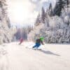 Bildnachweise 14 Skifahrer im Skigebiet Simonhöhe im Winter